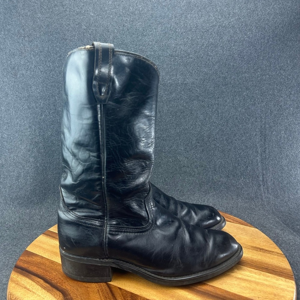 Acme Brand 9080 Vtg Black Cowboy Boots Vulcan Soles Black Men's 8EW MADE IN USA